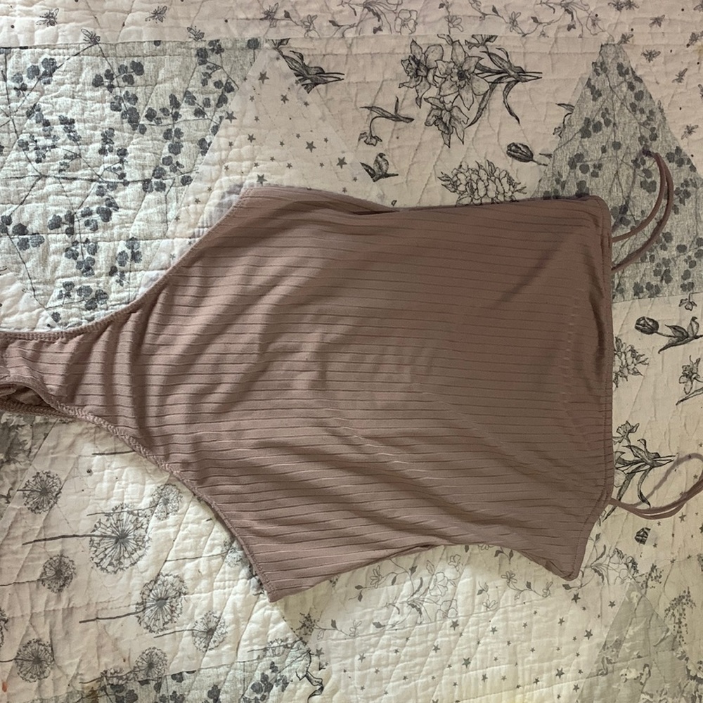 Taupe spaghetti strap body suit